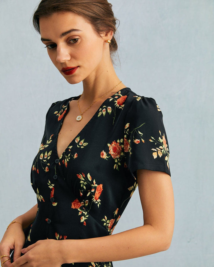 Black Floral Elegance Maxi