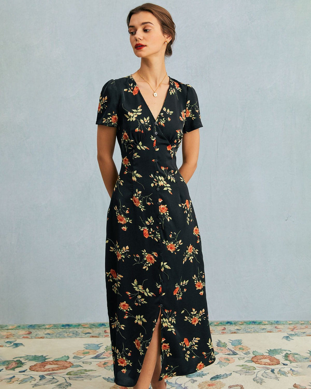 Black Floral Elegance Maxi