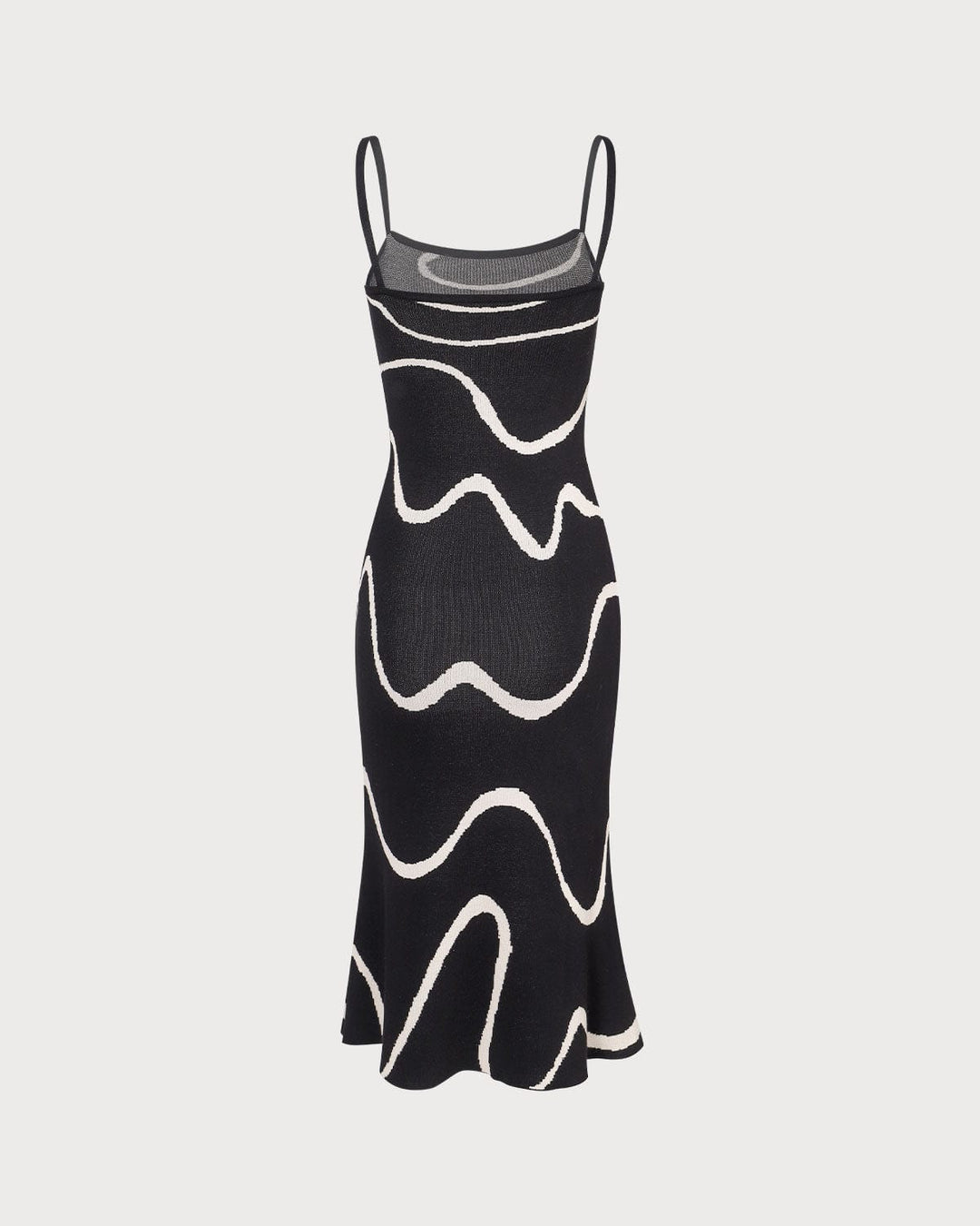 Black Textured Wave Midi Dress