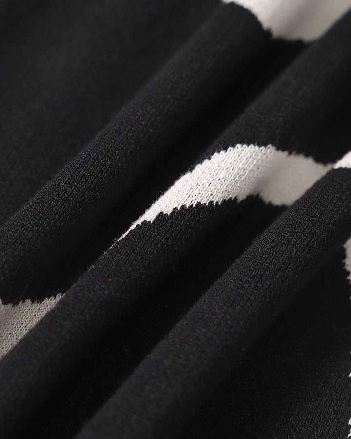 Black Textured Wave Midi Dress