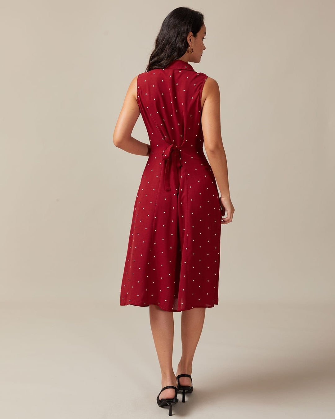 Red Retro Dot Midi Dress