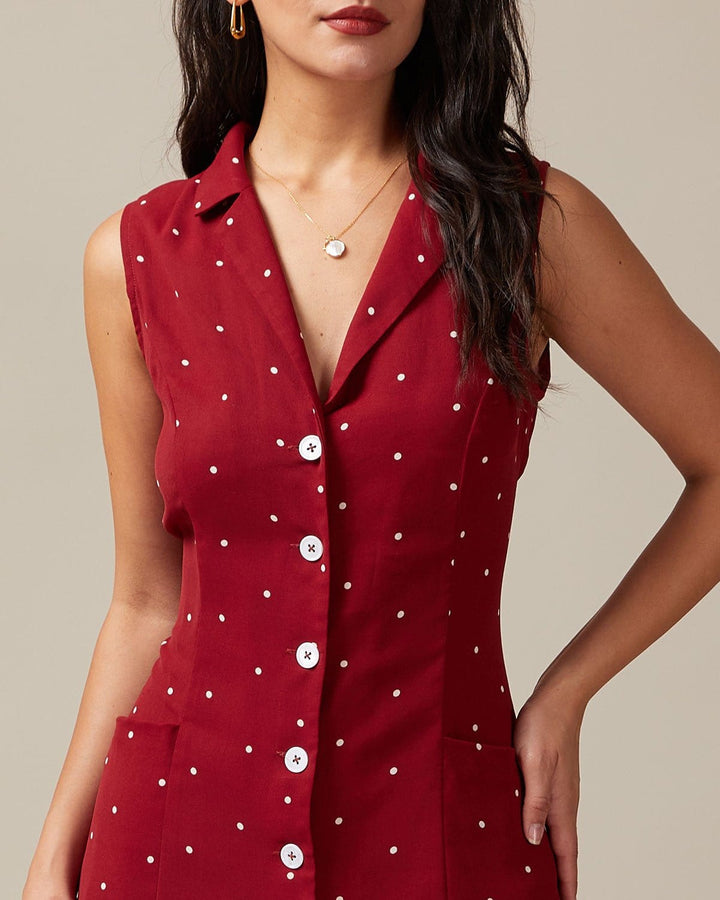 Red Retro Dot Midi Dress