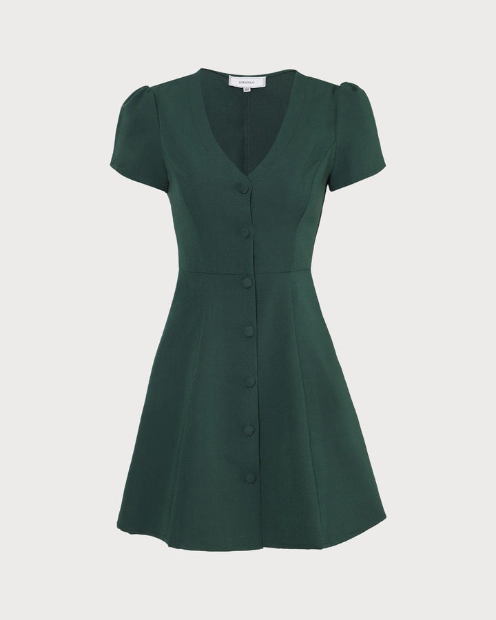 Deep Green V-Neckline Mini