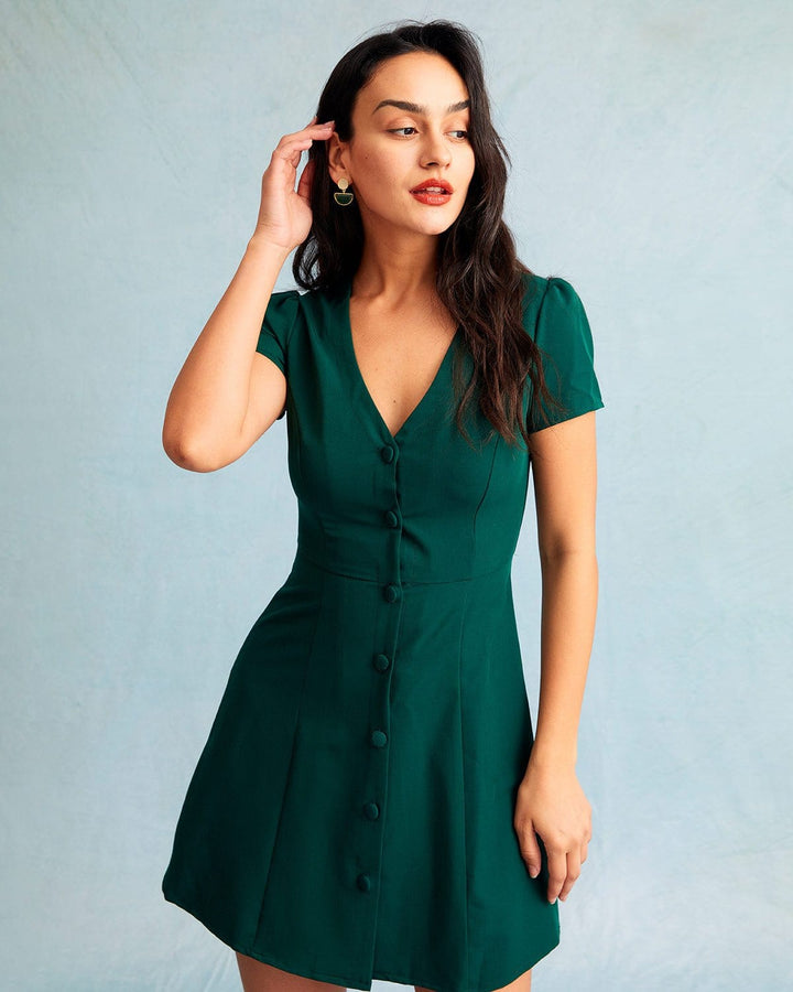 Deep Green V-Neckline Mini