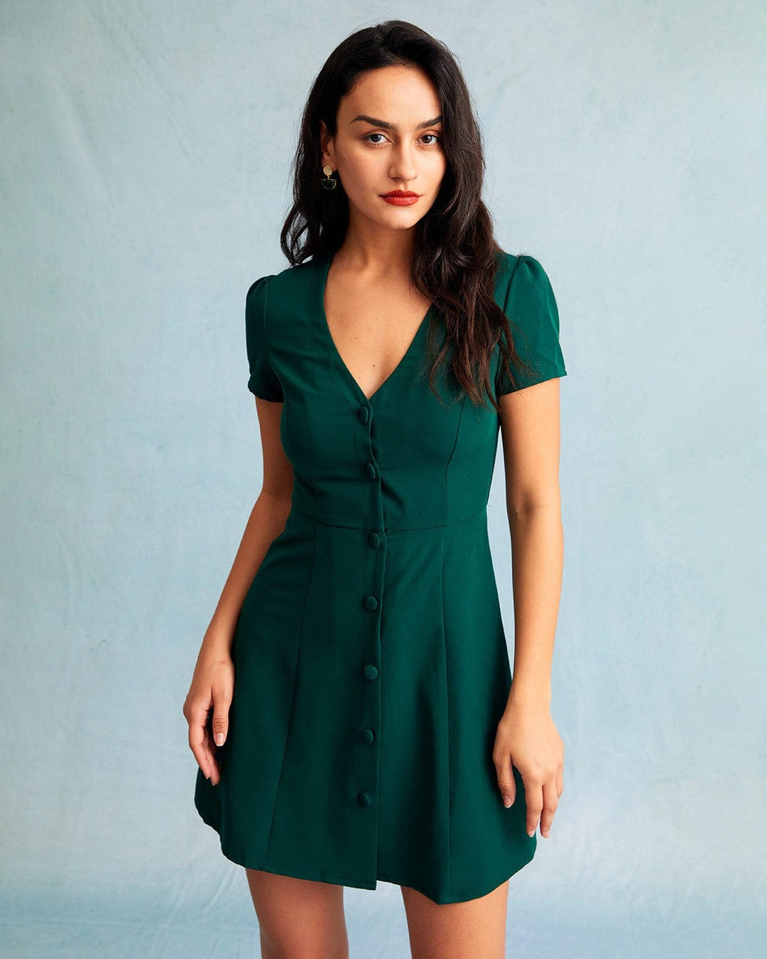 Deep Green V-Neckline Mini