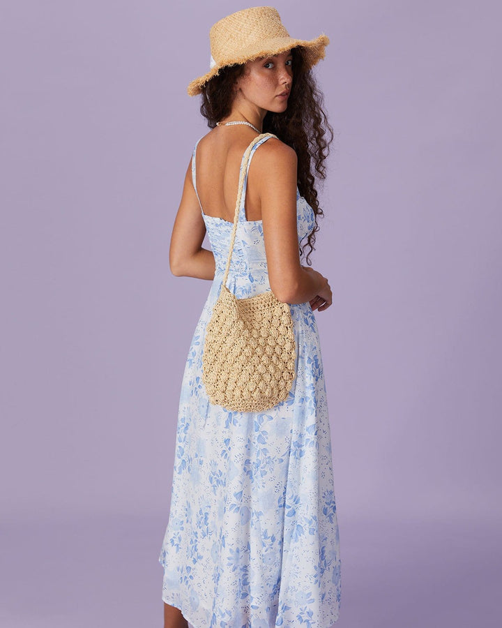 Blue Garden Charm Midi Dress