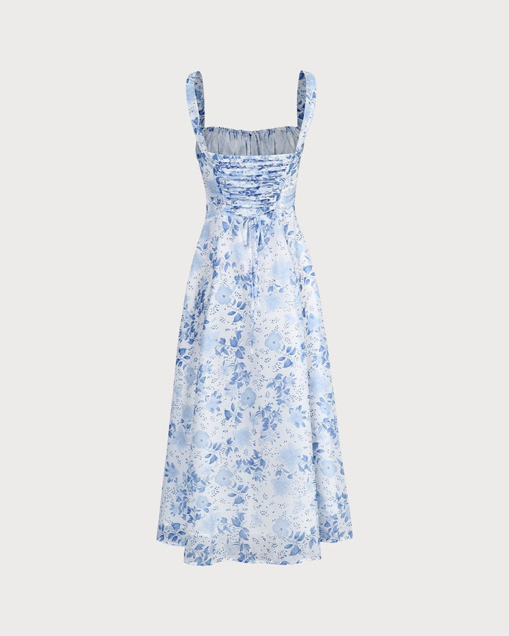 Blue Garden Charm Midi Dress