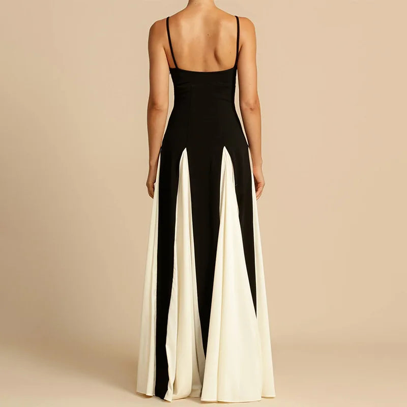 Women’s Contrast Panel Maxi Wedding Guest Dress
