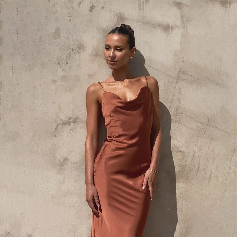 Women’s Cowl Neck Maxi Wedding Guest Dress