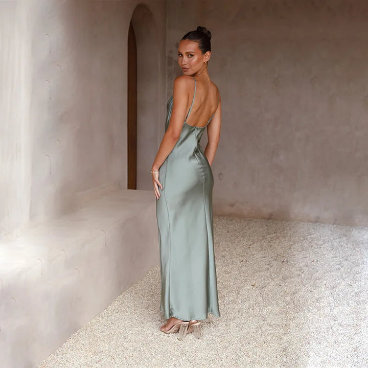 Women’s Cowl Neck Maxi Wedding Guest Dress