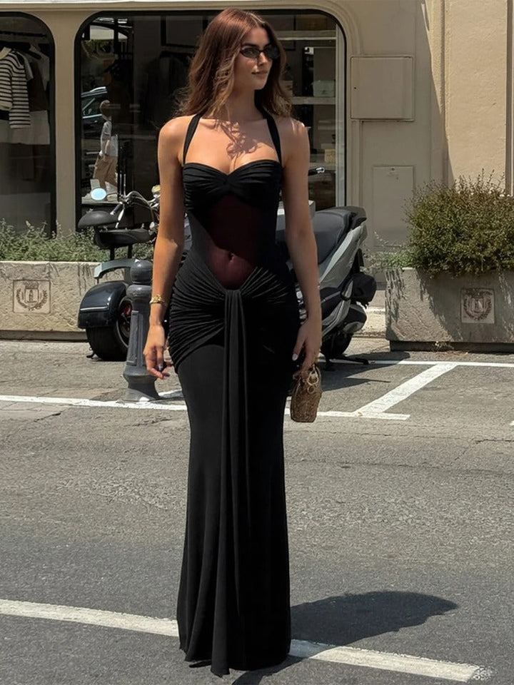 Women’s Halter Maxi Wedding Guest Dress