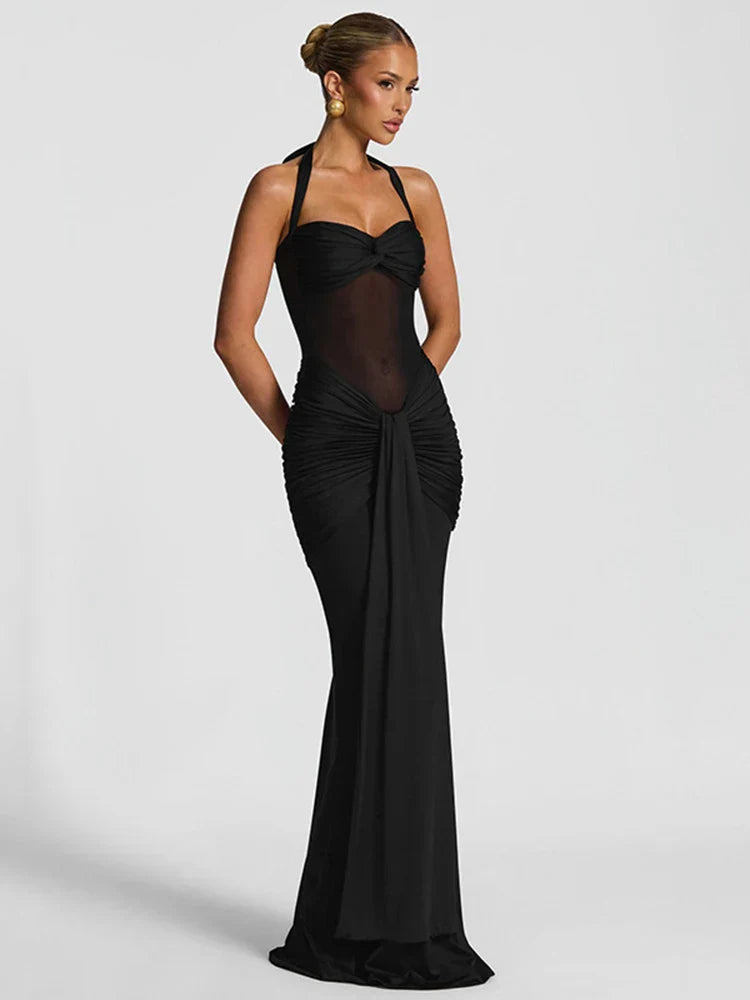 Women’s Halter Maxi Wedding Guest Dress