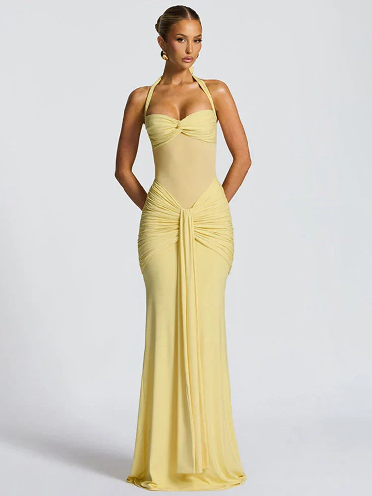 Women’s Halter Maxi Wedding Guest Dress