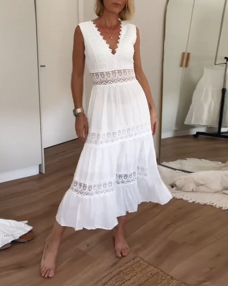 Women’s Lace V-Neck Maxi Wedding Guest Dress