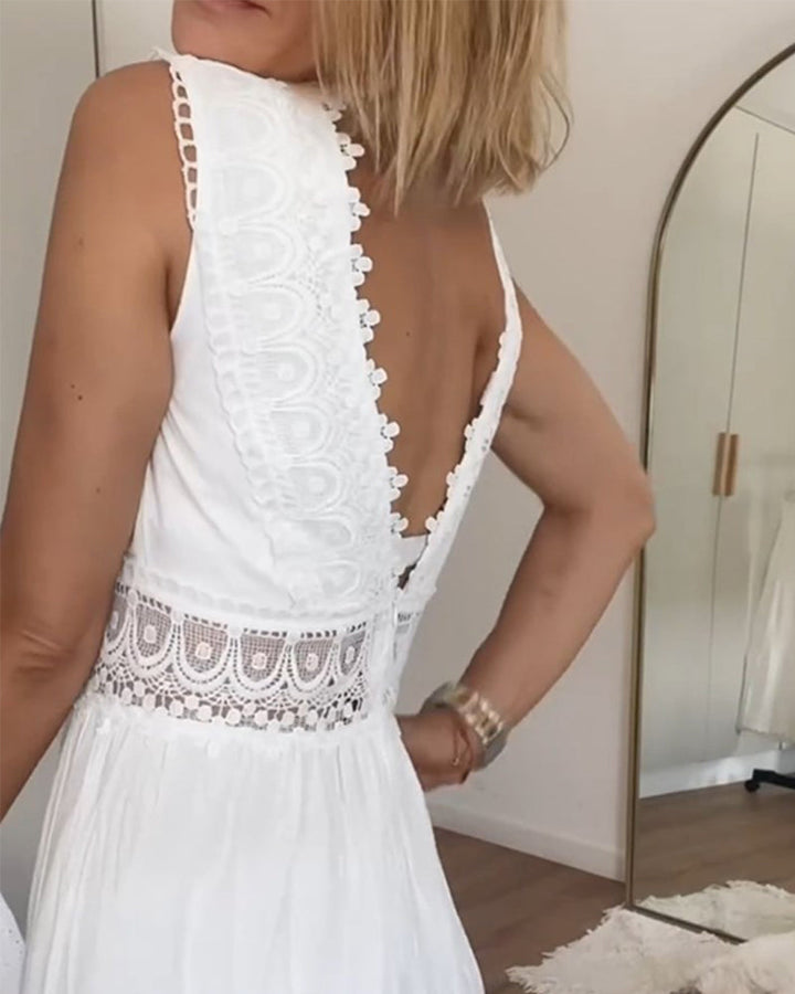 Women’s Lace V-Neck Maxi Wedding Guest Dress