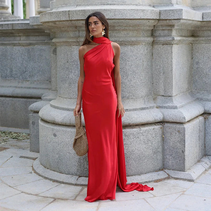 Women’s Scarf Neck Maxi Wedding Guest Dress