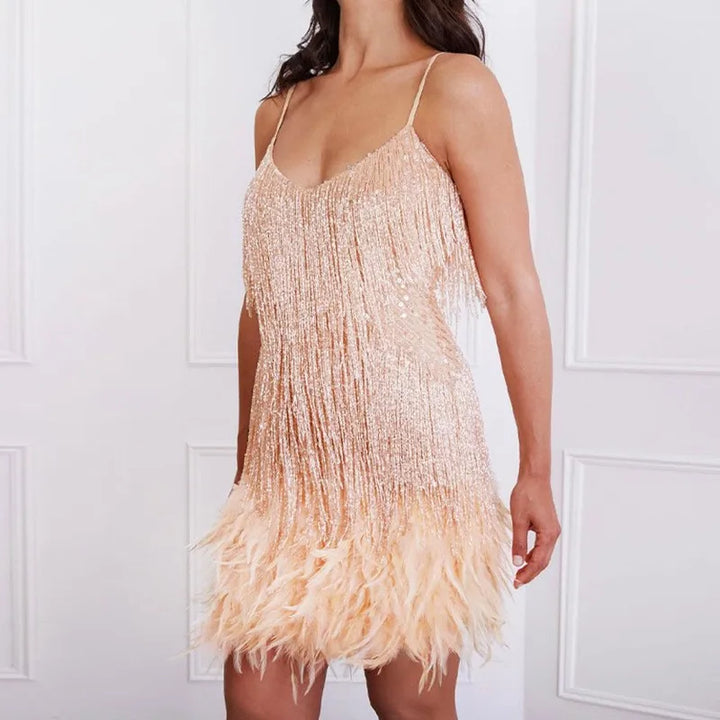 Women’s Sequin Fringe Mini Cocktail Dress