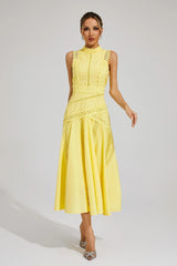 Women’s Sleeveless Lace Panel Midi Dress