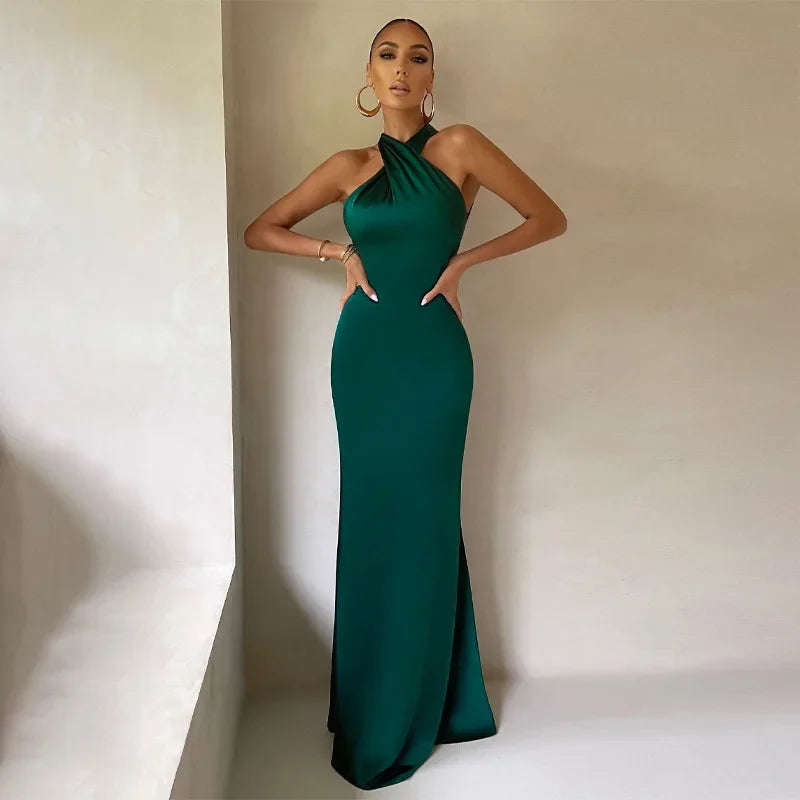 Women’s Twist Neck Maxi Wedding Guest Dress