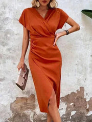 Women’s Wrap Midi Cocktail Dress