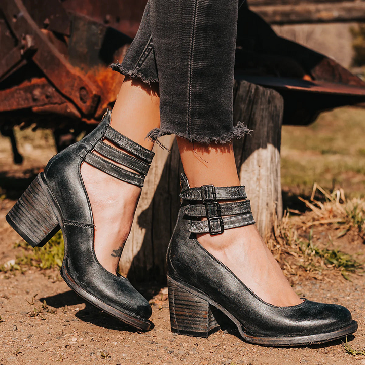 Women’s Closed-Toe Multi Strap Block Heel Ankle Boots