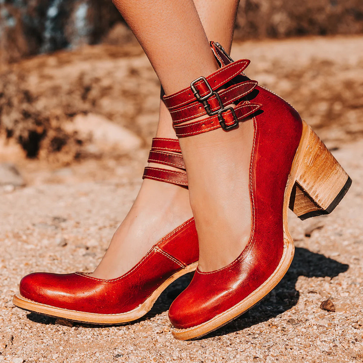 Women’s Closed-Toe Multi Strap Block Heel Ankle Boots