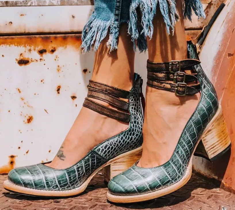 Women’s Closed-Toe Multi Strap Block Heel Ankle Boots