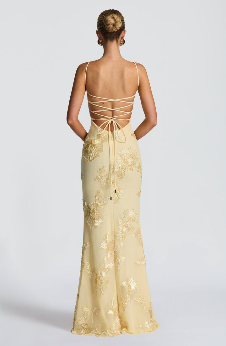 Women’s Floral Corset Spaghetti Strap Maxi Wedding Guest Dress
