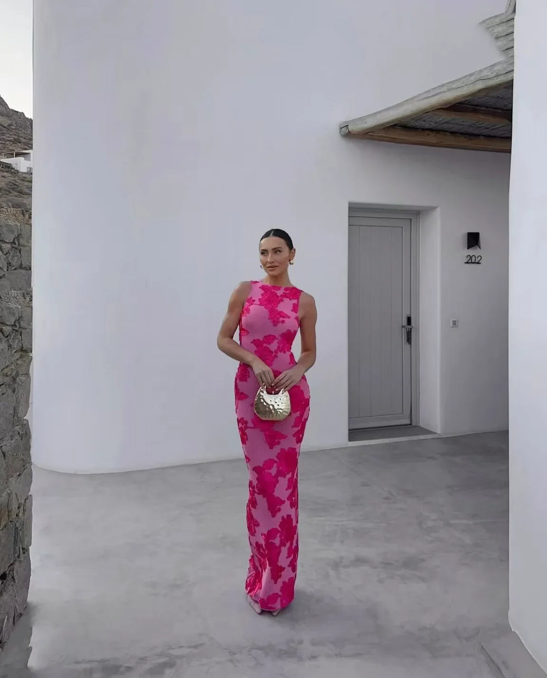 Women’s Floral Sleeveless Maxi Wedding Guest Dress