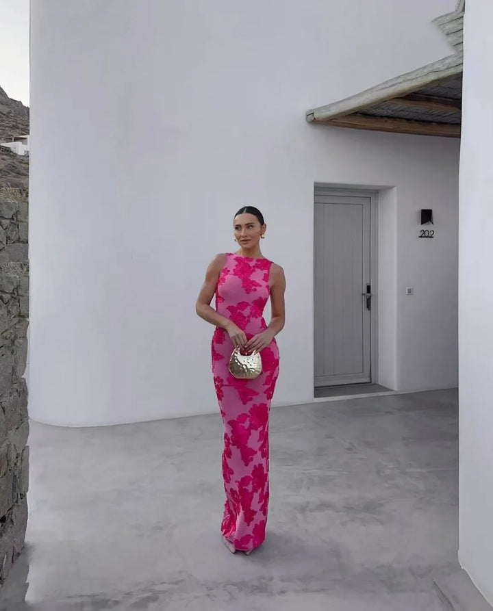 Women’s Floral Sleeveless Maxi Wedding Guest Dress