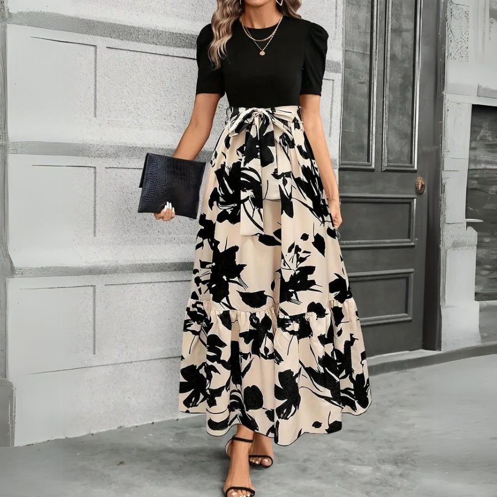 Floral Beige Black