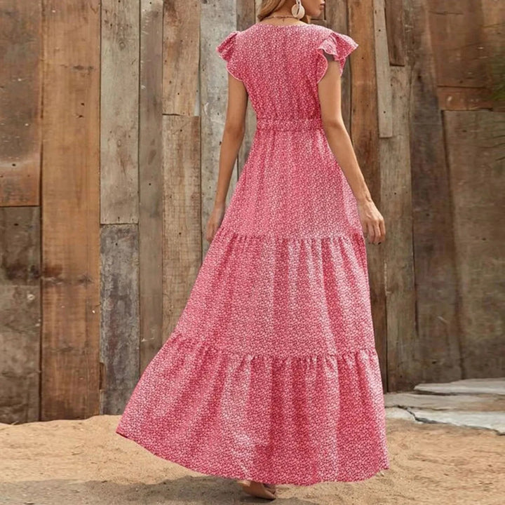 Women's Flutter Sleeve Tiered Maxi Sundress