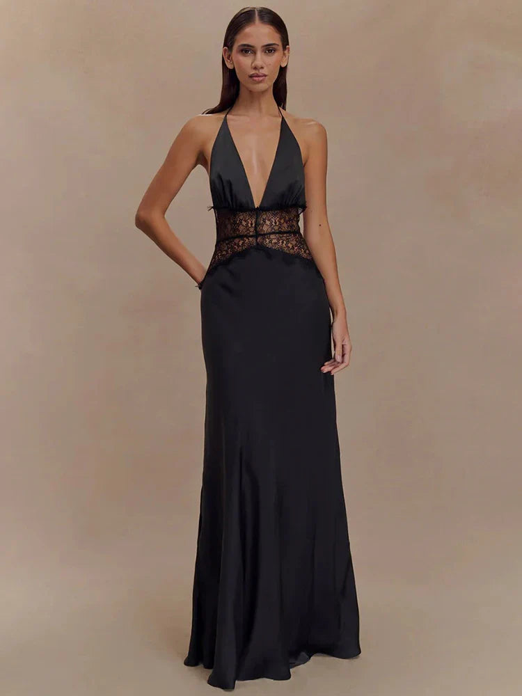 Women's Halter Neck Floor Length Maxi Dress