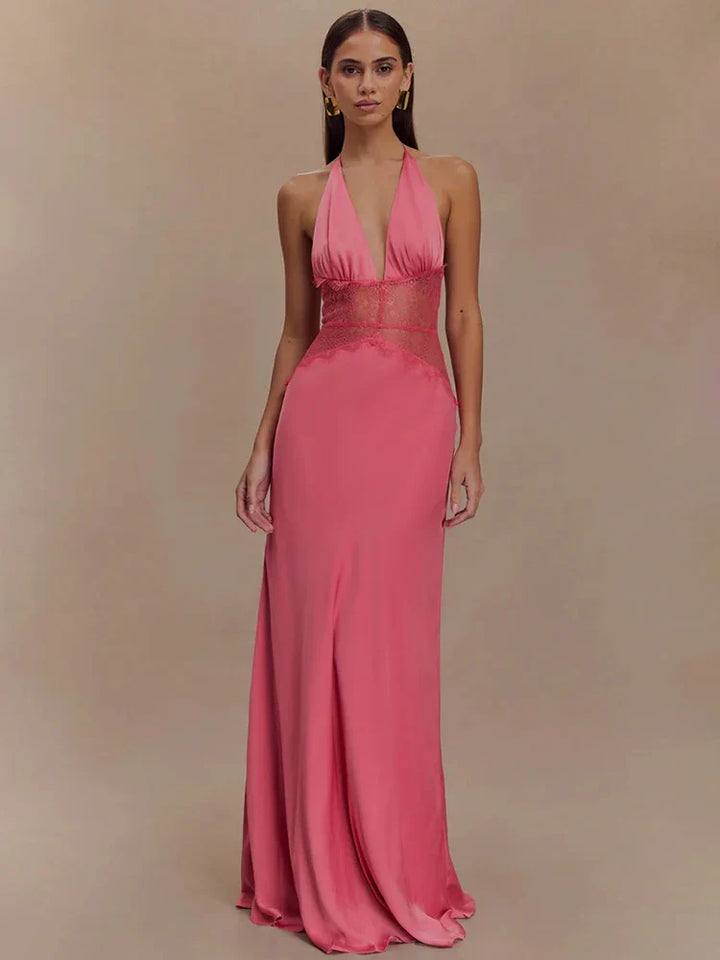 Women's Halter Neck Floor Length Maxi Dress