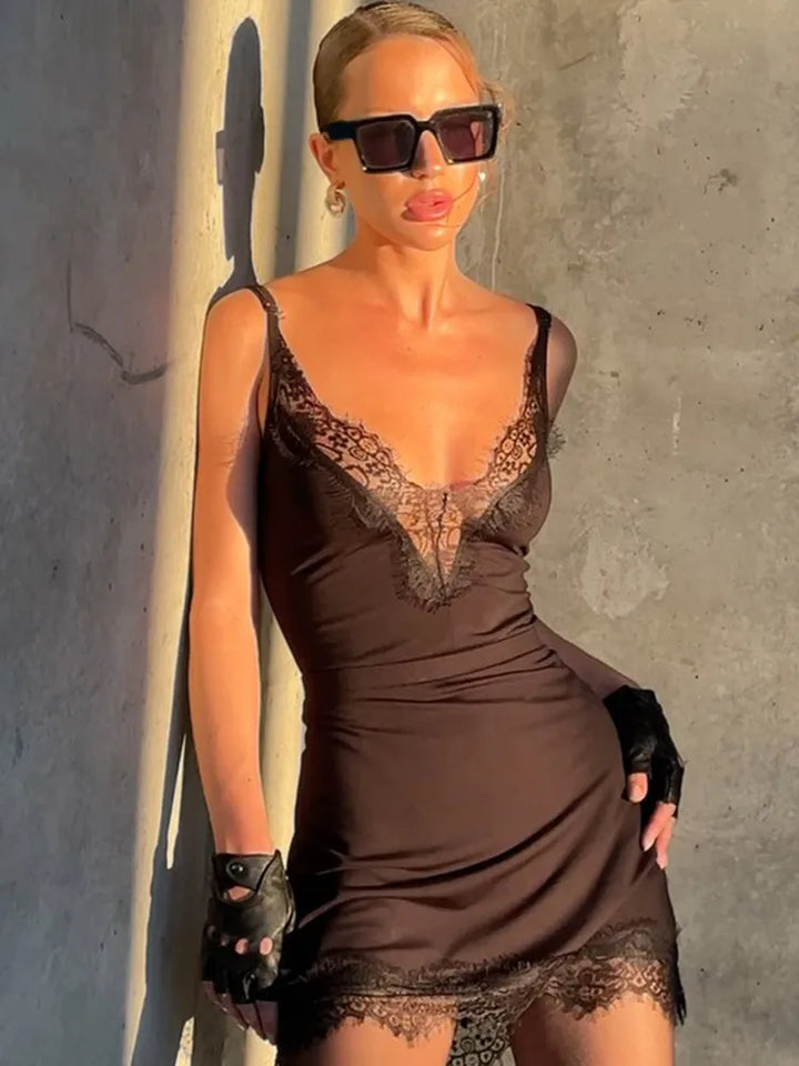 Women’s Lace High Neck Mini Party Dress