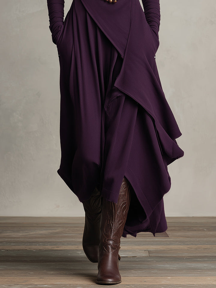 Women’s Long Sleeve Turtleneck Wrap Maxi Dress