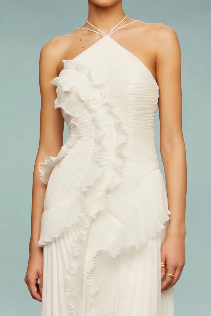 Women’s Ruffle Halter Maxi Wedding Guest Dress