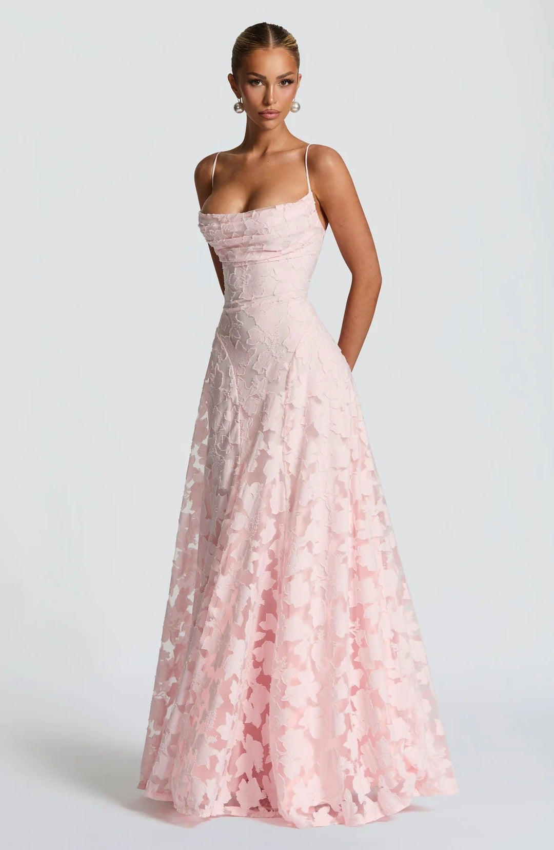 Women’s Spaghetti Strap Cowl Neck Maxi Wedding Guest Dress