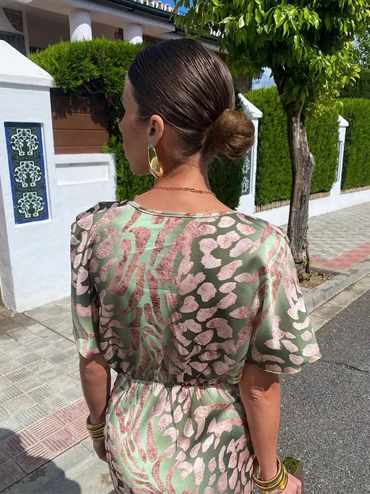 Women’s Twist Front V Neck Maxi Wedding Guest Dress